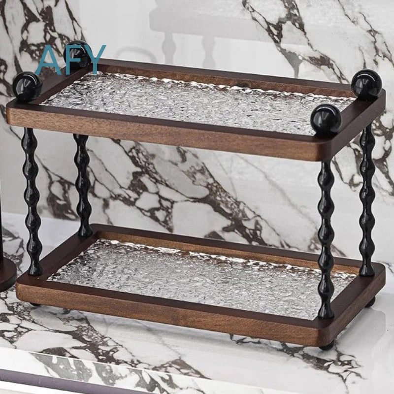 Double Layer Storage Rack for Cup Perfume Cosmetics Desktop Organizer Kitchen Bathroom Shelf Aromatherapy Home Decor Storage