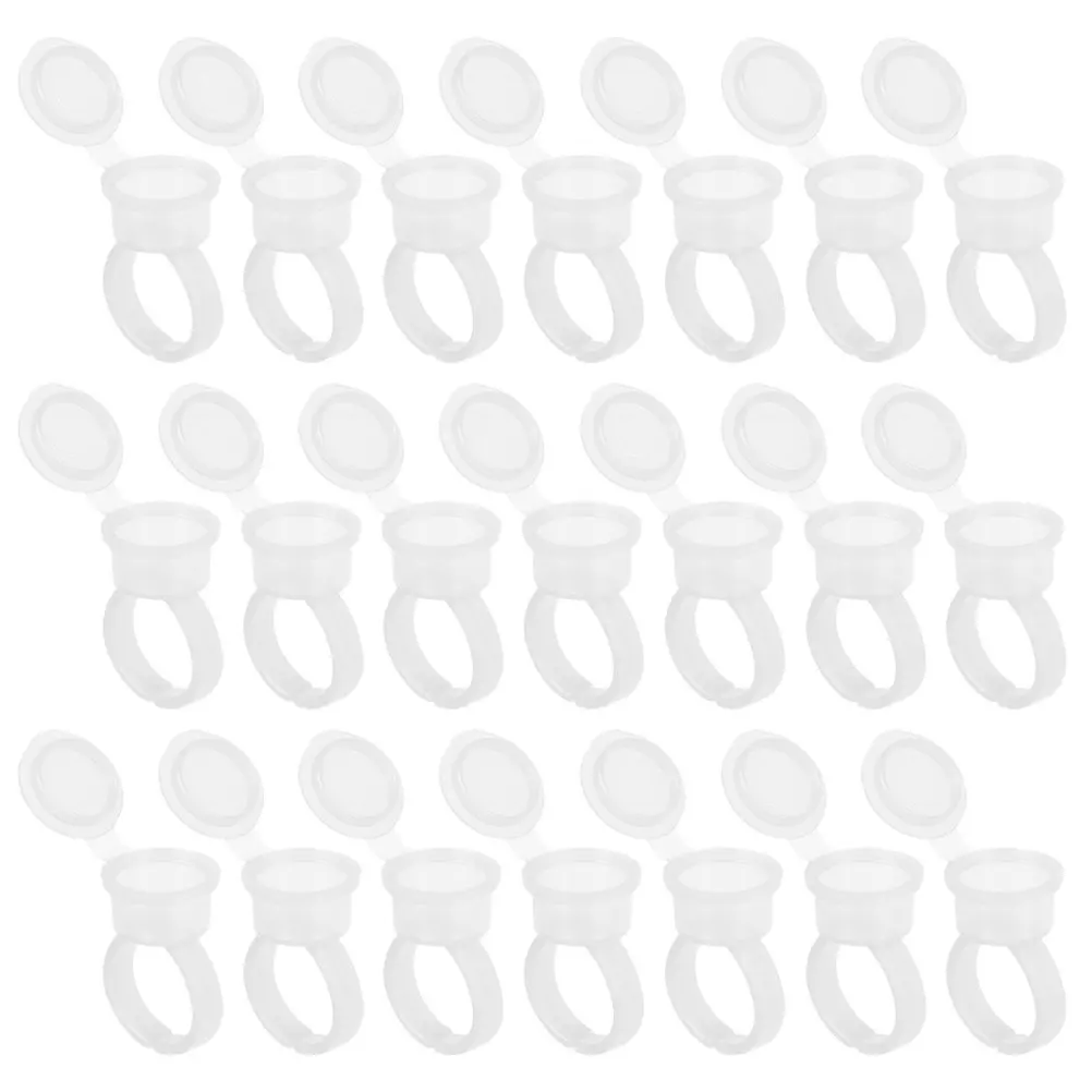 

50Pcs Tattoo Pigment Ring Cups Adjustable Finger Ink Holders Lightweight Plastic Accessories for Glue Pigment