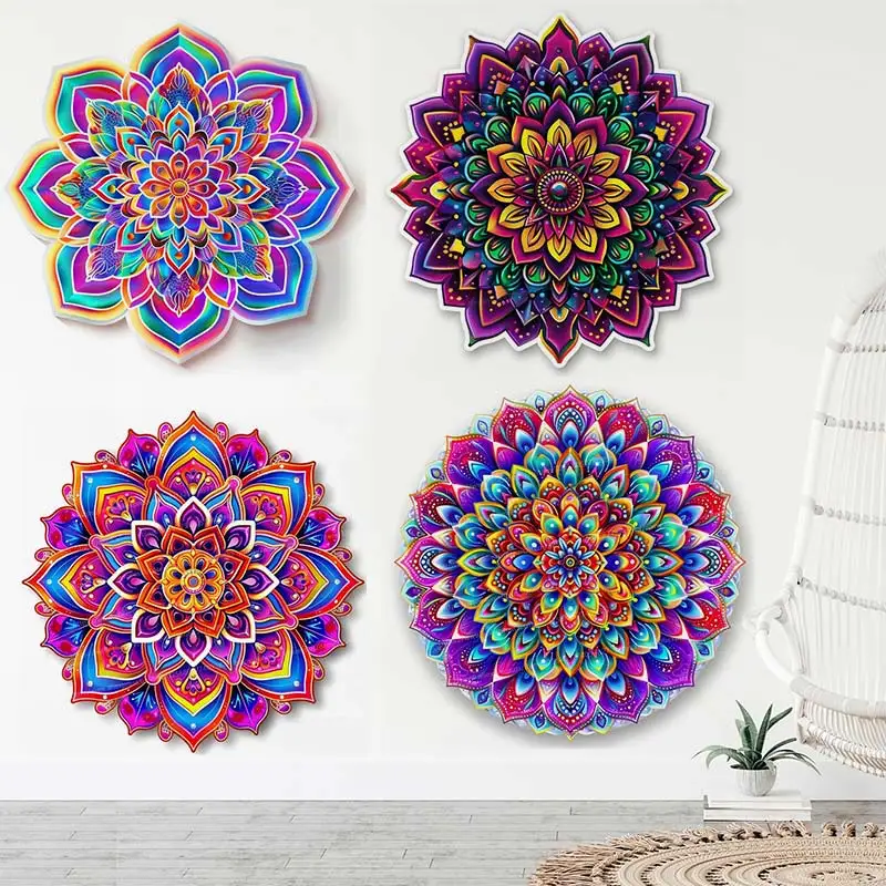 Neonowa mandala kreatywna naklejka ścienna łazienka salon dekoracje w tle tapeta samoprzylepne naklejki dekoracyjne do domu M951