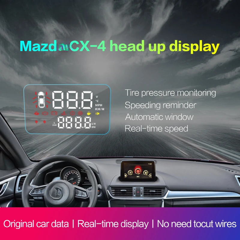 Customized HUD for Mazd Left-hand Drive Car HUD System with OBD auto door lock functions for Head Up Display