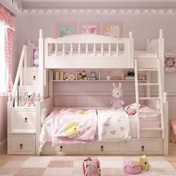 Korean Rural Style Bunk Bed White Modern Minimalist Up Down Kid Bunk With Storage For Princess Girls Creative Bedroom Furniture