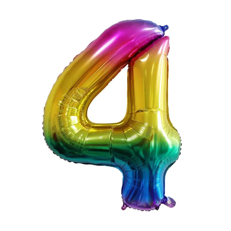 40-calowe nowe balony z tęczowymi cyframi 1 2 3 4 5 6 7 8 Balon foliowy Dekoracje urodzinowe Figurki Globos Baby Shower Udekoruj — zdjęcie 5