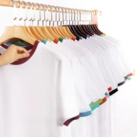 Camiseta de algodón pesado de 210G para hombre, camiseta de manga corta con cuello redondo y borde para hombre, camiseta con empalme de Color contrastante para hombre, camisetas