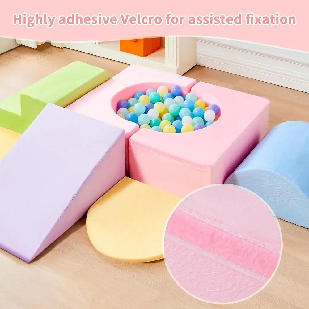 Conjunto de blocos de escalada de espuma para crianças de 7 peças, academia macia interna, brinquedos coloridos para engatinhar e escalar