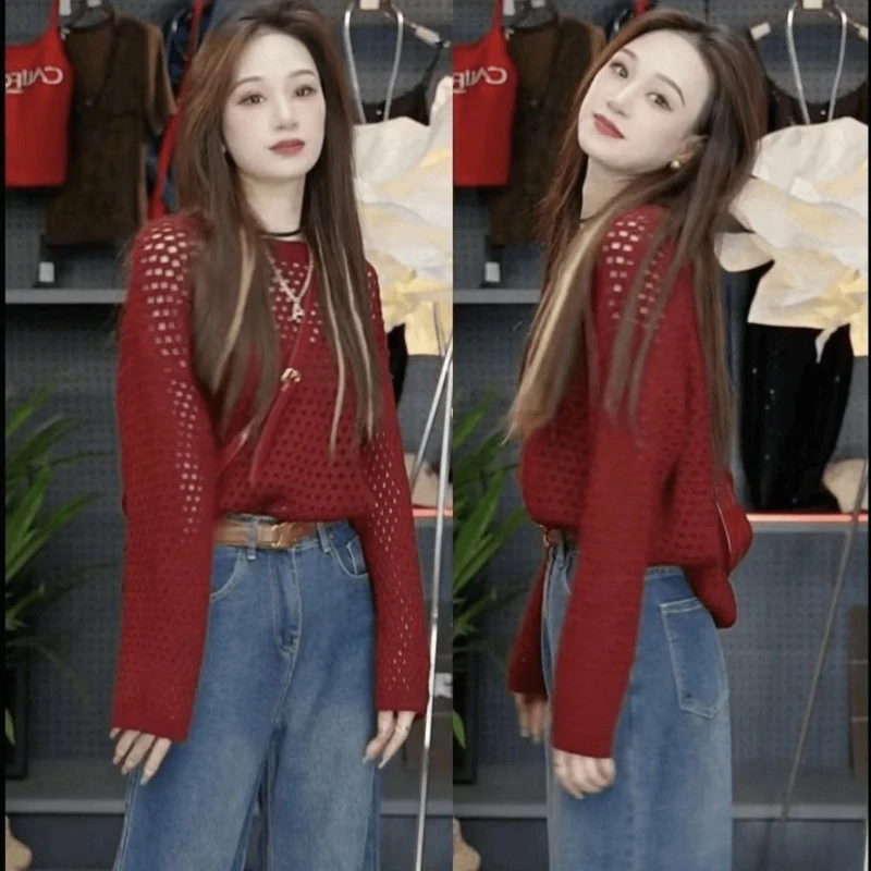 

2025 новый пуловер в ленивом стиле, свитер для женщин, свободный дизайн, модный темпераментный повседневный топ