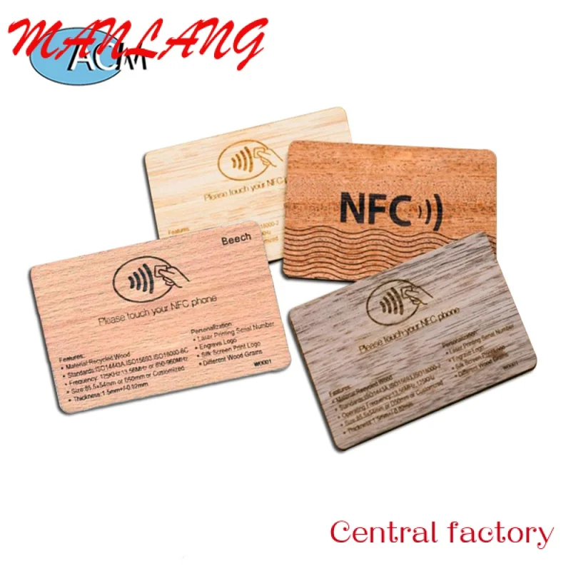 Custom  Custo Printing Accs Control Proxiity Card  ood Busins Car RFID ISO14443A  N ooden Hotel  Card