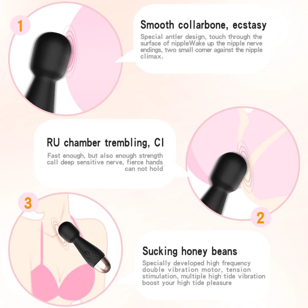 USB شحن عصا سحرية هزاز صغير -10 طرق اهتزاز قوي البظر G-بقعة مدلك لعبة الجنس سرية للنساء البالغات 18 + #4