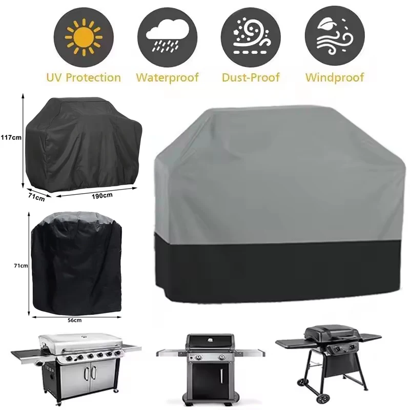 Capa para churrasco ao ar livre em tecido oxford 210T, capa para forno à prova d'água, capa protetora de jardim, grelha de carbono resistente a UV c