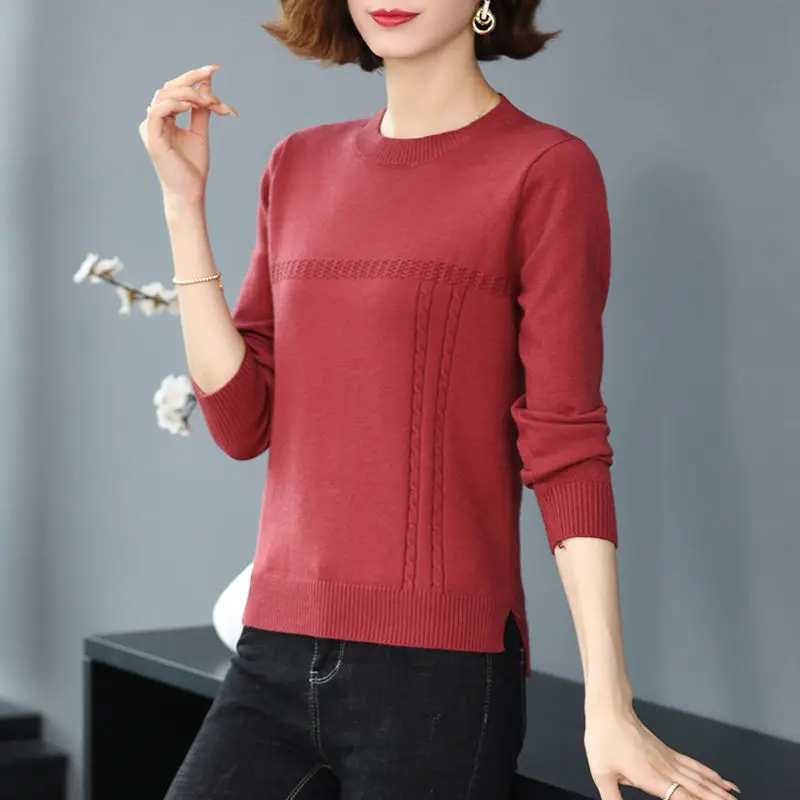 

Chic Long Sleeve Knit Pullover Women Korean Large Size Loose Knitted Tops Autumn Winter Soft Sweater Solid Color Knitwear E421