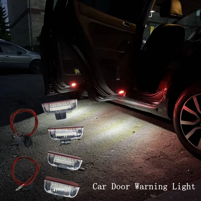 4x صالح لشركة فولكس فاجن باسات B6 B7 CC جولف 6 7 جيتا MK5 MK6 تيجوان شيروكو الأحمر LED باب السيارة تحذير ضوء ضوء الباب المجاملة #1