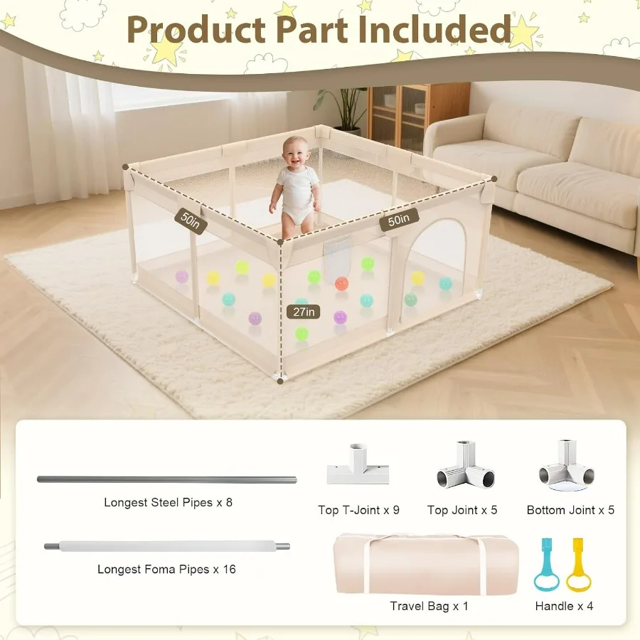 Box per bambini portatile da 50x50 pollici con morbida copertura in rete traspirante per uso interno ed esterno Area di gioco sicura e versatile per