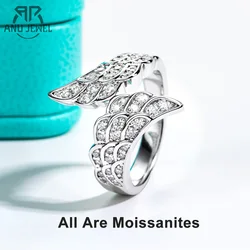AnuJewel D Color Moissanites Angel Wings Wedding Bands 18k Gold Plated 925 Sterling Silver Bridal Ring Set For Girls Jewelry