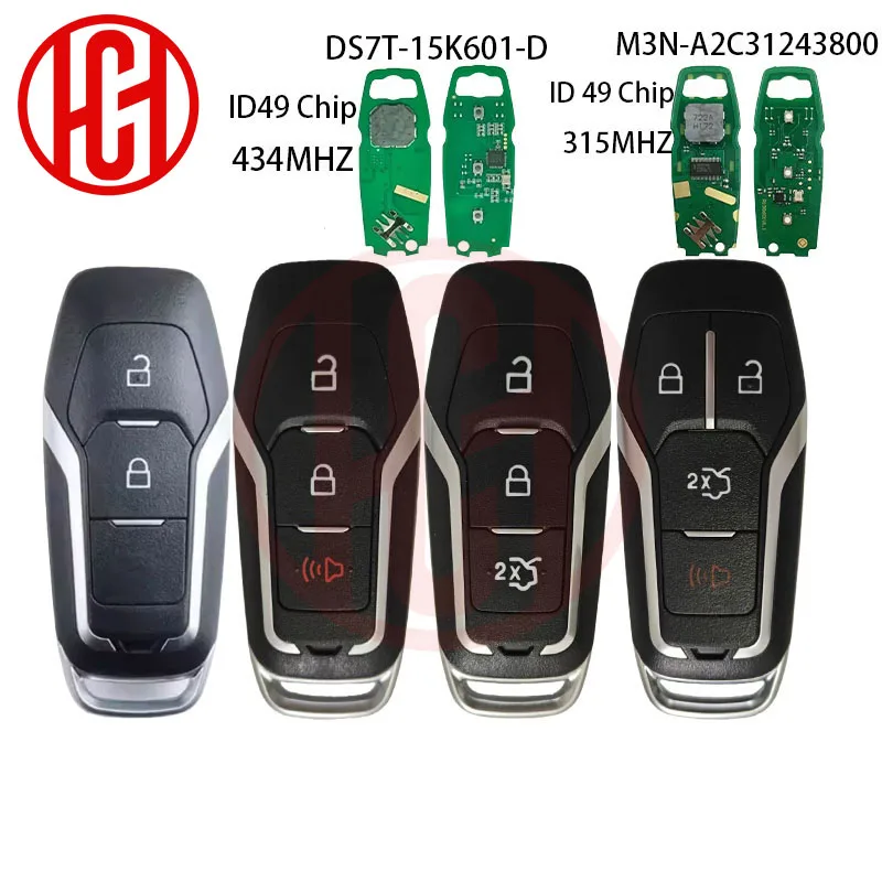 

Remote Car Key ID49 Chip M3N-A2C31243800 315MHz For Ford Explorer Fusion Edge Mustang DS7T-15K601-D 434MHz For Ford Mondeo