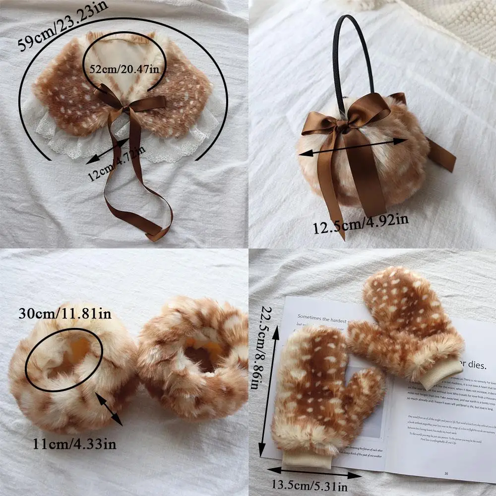 Harajuku القوطية قفازات كاملة الأصابع وهمية طوق الحلو لوليتا عيد الميلاد قرون الدفء رقيق غطاء للأذنين اليابانية الغزلان الأصفاد شال