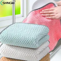 Thick Kitchen Daily Dish Towel Dish Cloth Kitchen Rag Useful Kitchen Absorbent Scouring Pad Non-Stick Oil Quick Cleaning Brush