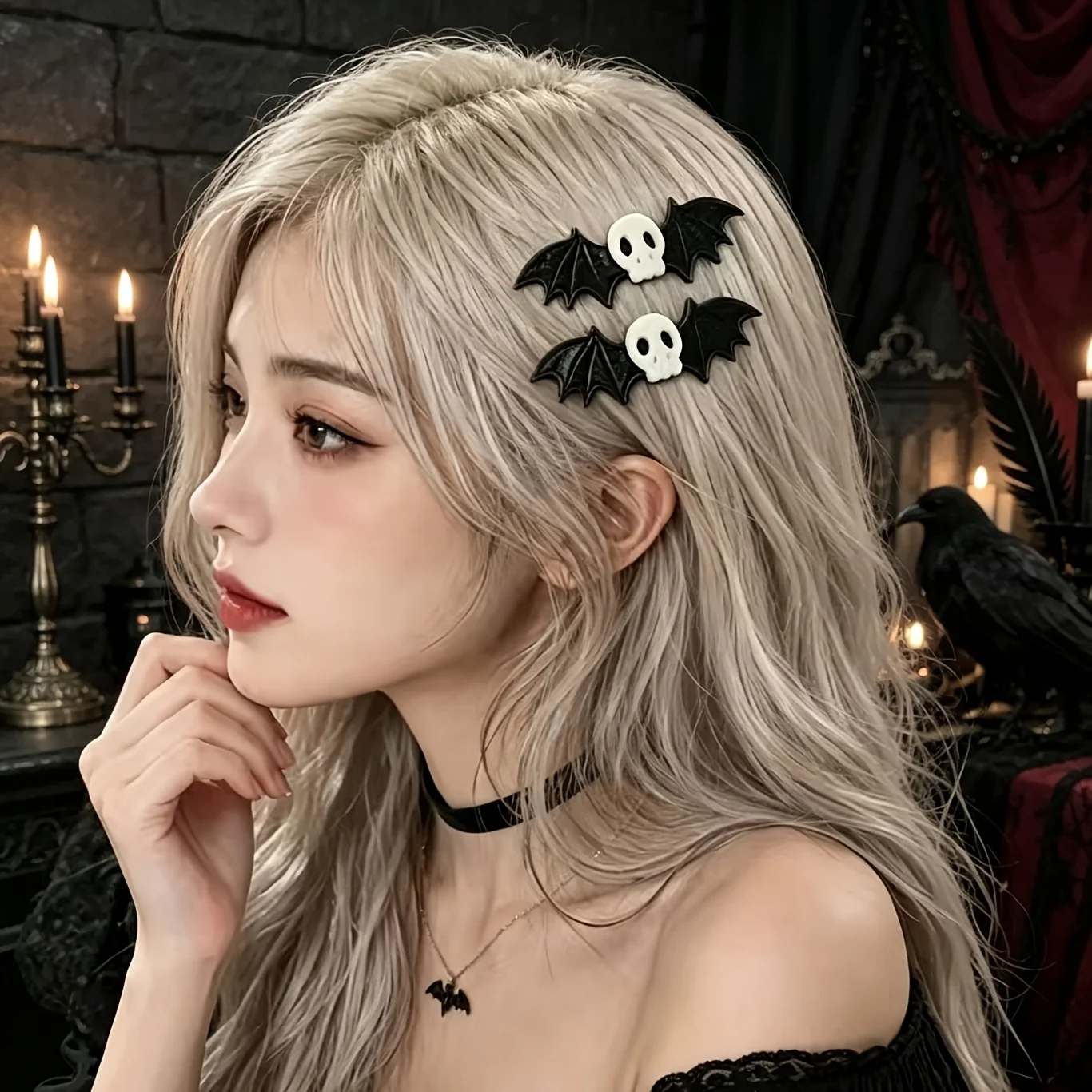 Cool Skull Angel Bat Hair Clip Dark Devil Wings Side Clip Harajuku Hairpin Hair Accessories for Women Stylish Trendy Design