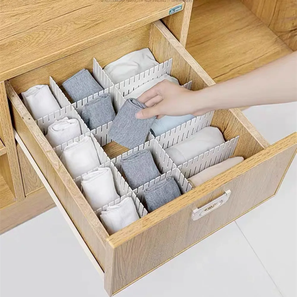 4Pcs Adjustable Drawer Divider Underwear Drawer Organizer Board DIY Wardrobe Closet Separator Drawer Clapboard Partition Storage