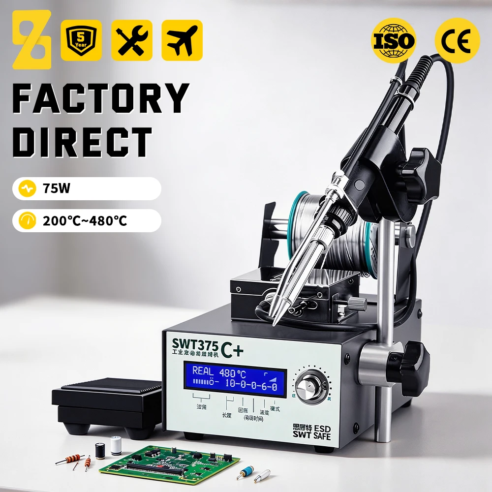 375 Soldering Station Digital Display Welding Rework Station Adjustable Temperature Soldering Iron Station with Automatic Sleep