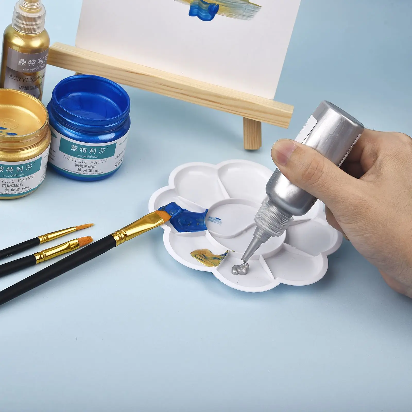 7 Colors 60ml/Bottle Metallic Pearlitic Acrylic Paint Art Pigment For Epoxy Resin Jewelry Making Handmade DIY Resin Pigment view 4