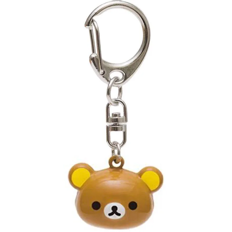 New Cute Rilakkuma Korilakkuma Bear Mascot Bell Keychain Mini Kawaii Cartoon Anime Key Chain Ring Keyholder Kids Toy Gifts