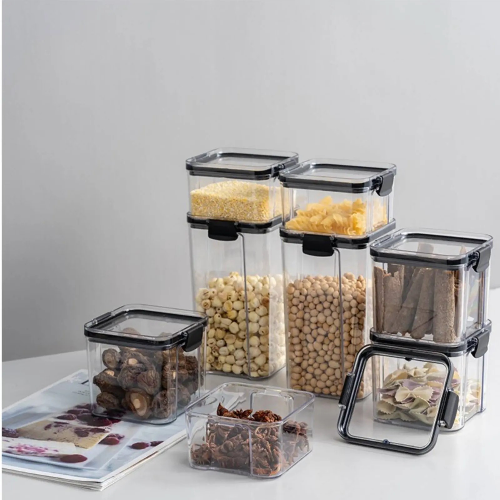 Airtight Food Storage Container Moisture-Resistant Sealed Grain Storage Jar Clear Plastic Canister Included for Countertop