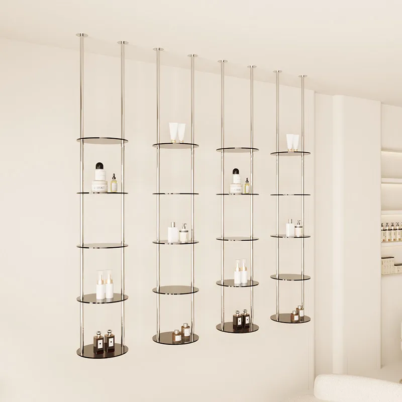 Beauty salon product display rack Women's clothing store Cosmetics ceiling shelf Acrylic multi-layer shoe and bag display shelf