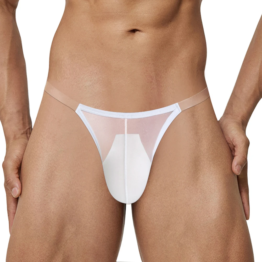 

Underwear Men Sexy See Through Ultra-thin Mesh Lingerie Bulge Pouch G-String Thong Briefs Seamless Breathable Thin Underpants