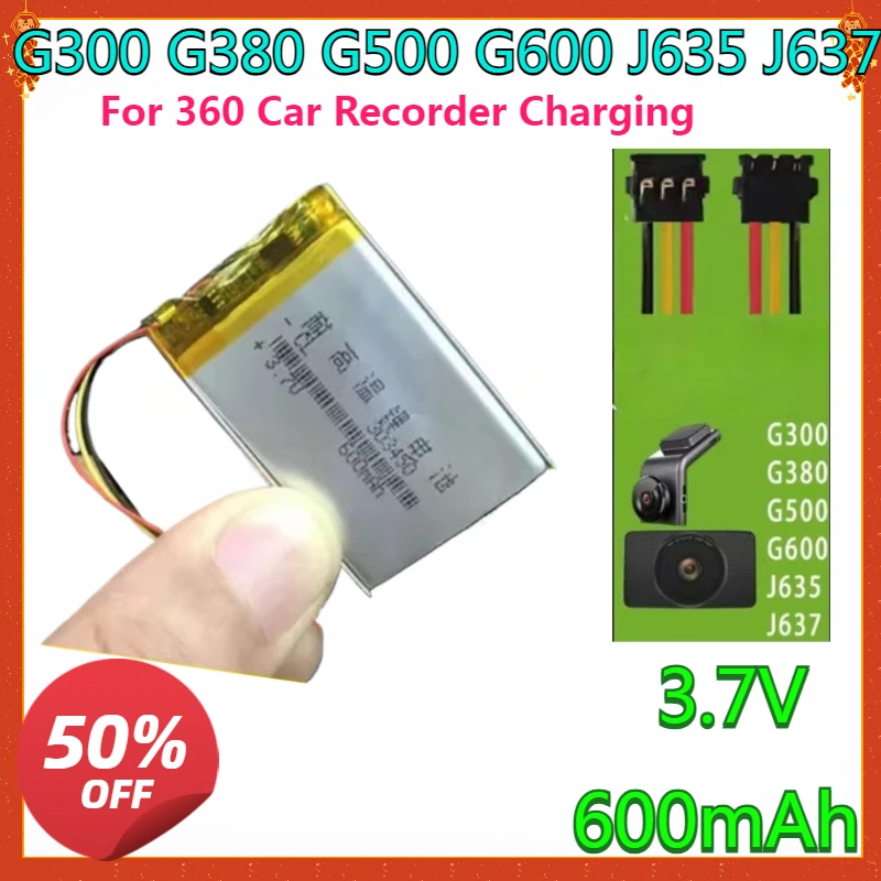 

New For 360 Car Recorder Charging J501P M301 M302 M320 M320Pro J511 J521 G600 G300 Pro for Lamando Core Polymer J501C Battery