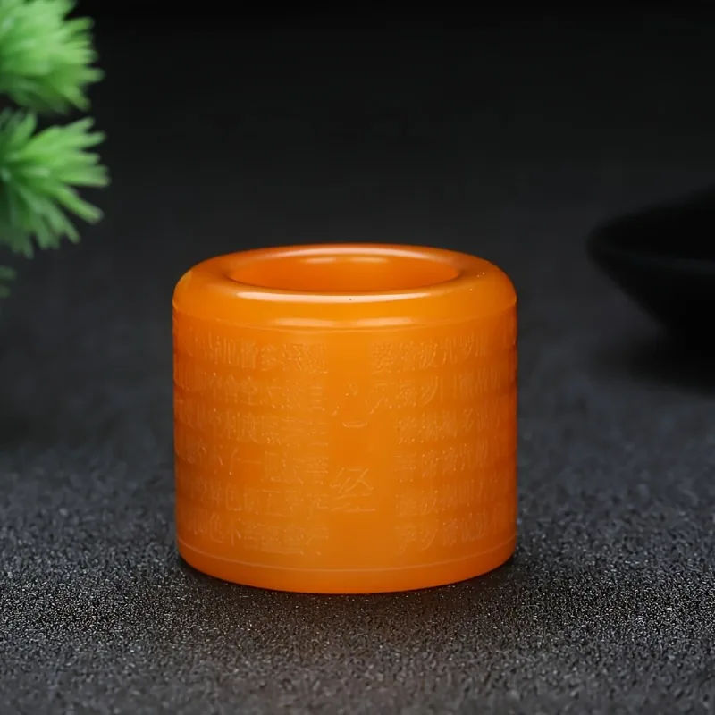 

New Orange Engraved Paramita Heart Sutra Ring Men's Jewelry Retro Cultural Play Ring