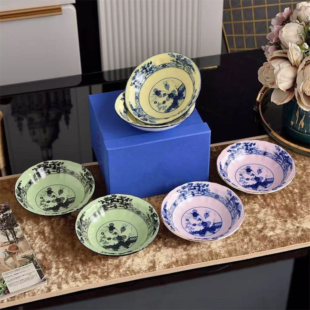 Tazón de Cerámica para el Hogar, Tazón para Avena, Utensilios de Cocina, 2 Combinaciones, 15 cm, Caja de Regalo, Beige, Amarillo Curry, Verde, Rosa