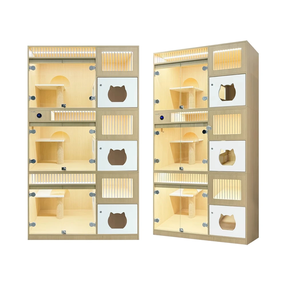 Cat Cage Villa Solid Wood Cat Breeding Cabinet Pet Store Foster Display Cabinet