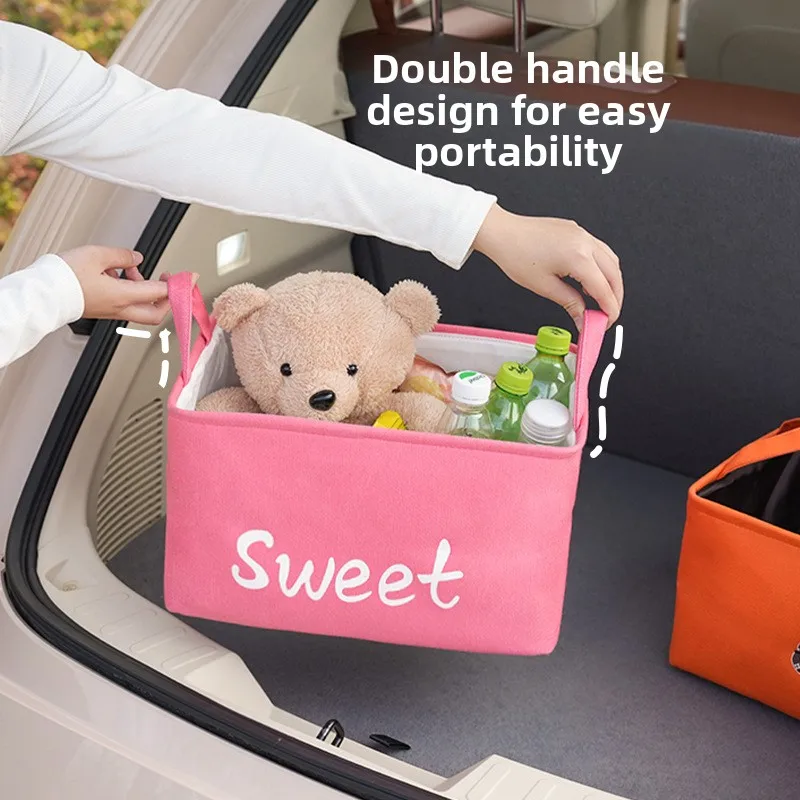 kkjoy Multi-Purpose Cartoon Car Trunk Storage Box Large Capacity Organizer Basket with Portable Handle