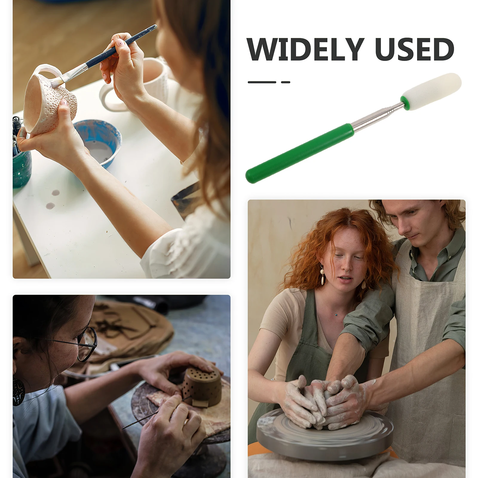 Adjustable Rotating Telescopic Sponge Stick For Pottery Ceramic Clay Fine Texture Durable Water Removal Sculpting Trimming