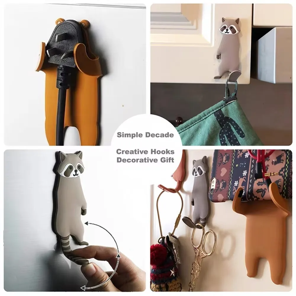 Wall Key Holder Adhesive Wall Hooks Animal Fridge Hooks for Keys Wall-mounted Keychain Hanger  Removable Kitchen Hook Home Decor