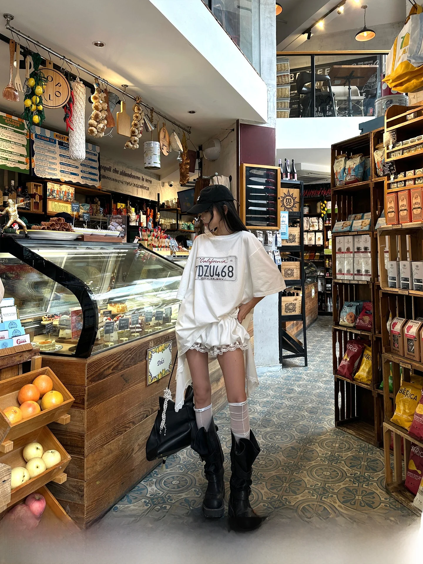 Korean Sweet Warden  Cloud Interval Letter Mesh Stockings Women Summer Spicy Girl over Knee Socks Car Logo INS White