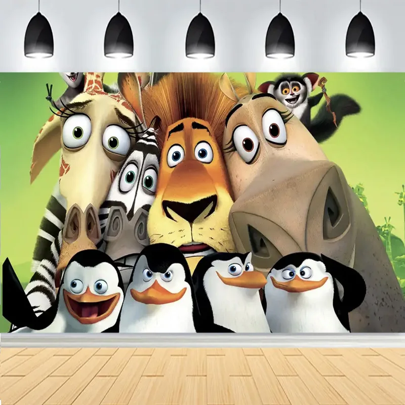 Happy Birthday Party Photography Backdrop Jungle Wildlife Baby Baptism Lion Africa Decoration Photo Studio Background HZ-01