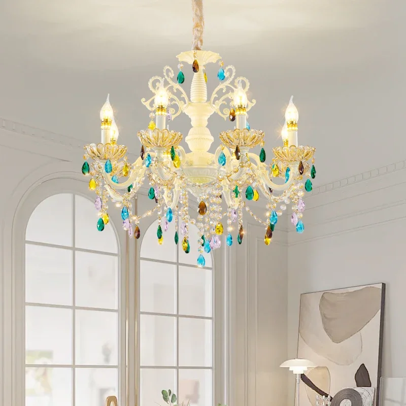 TEMAR Contemporary Colour Crystal Pendent Lamp European Luxury Living Room Restaurant Bedroom Girl's Room Villa Chandelier image 4
