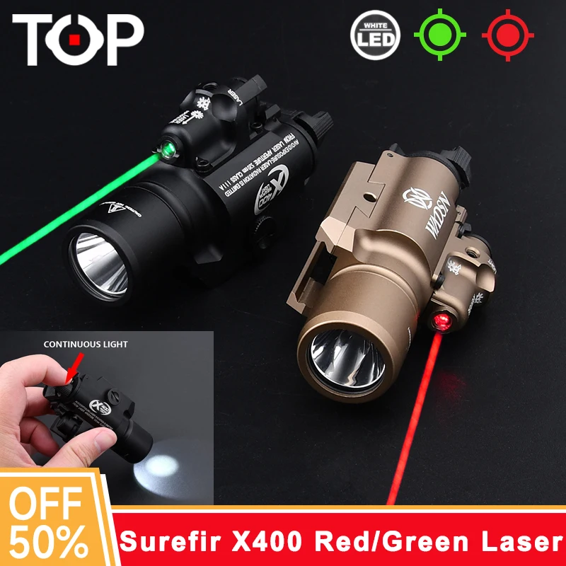 

WADSN X400 Airsoft Pistol Light Tactical Flashlight Red Green Laser Red Dot Aiming Sight For 20mm Rail Hunting Scout Light