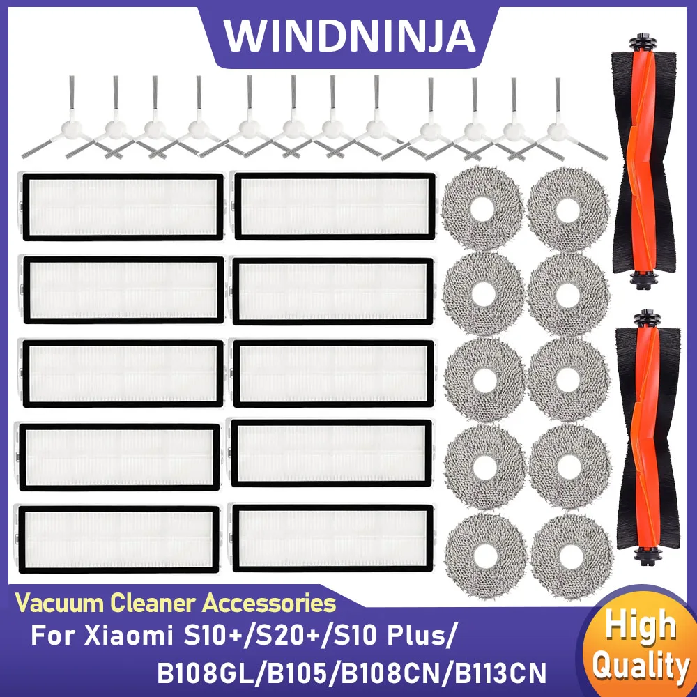 For Xiaomi Main Side Brush Filters Mop Cloths Compatible For Xiaomi S10+/S10 Plus/S20+/B108GL/B105/B108CN/B113CN Robot Vacuum