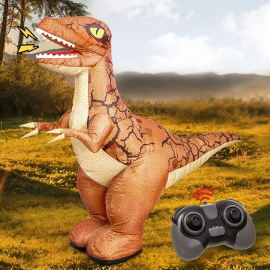 2.4GHZ Remote Control Inflatable Dinosaur Toy for,Electric Toy Dinosaur with Sound and 360°Rotation, Walking Rechargeable Outdo