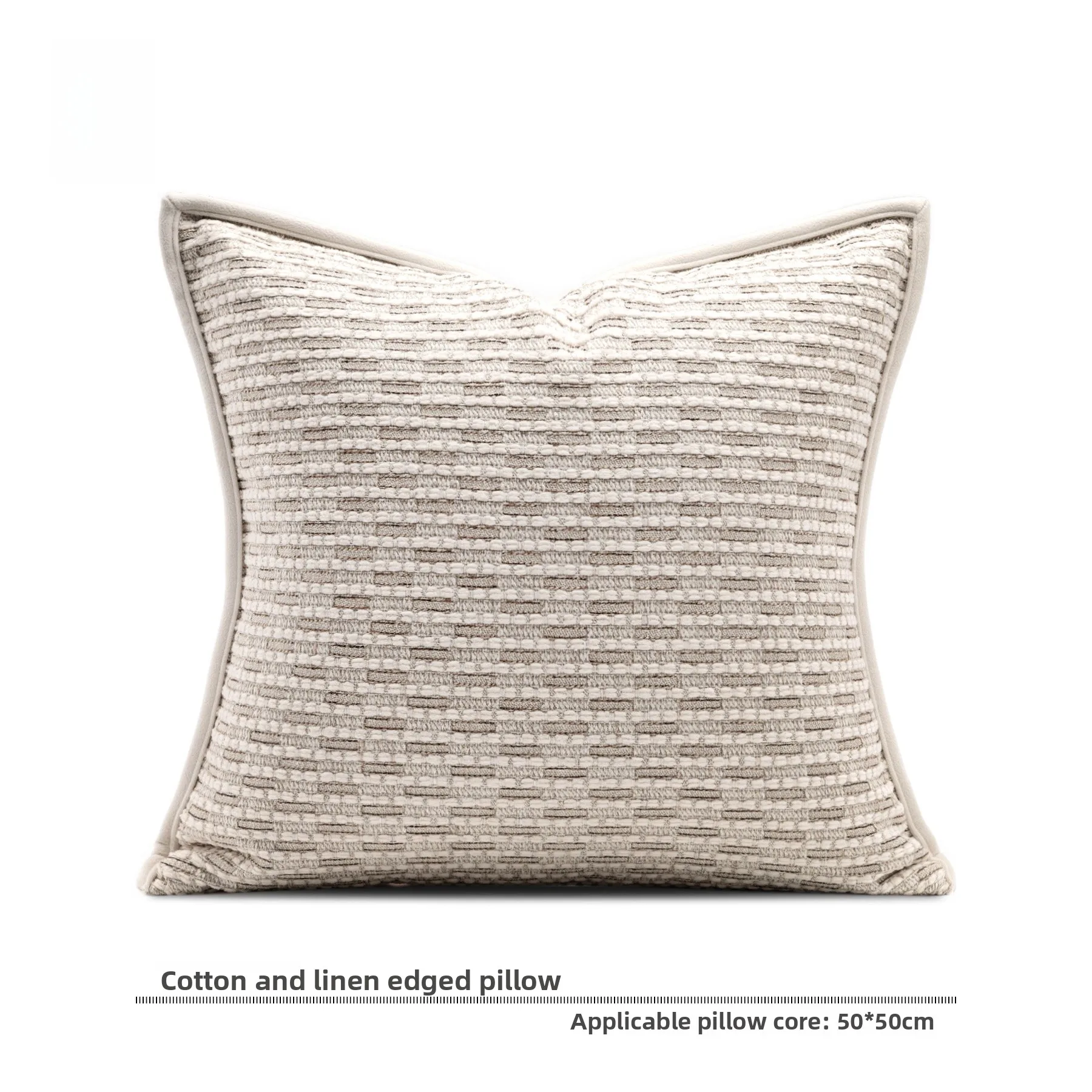 

Modern Cotton Linen Pillow Cover in Beige Color for Sofa Hotel Bed Barest Square ape Geometric Pattern Home Decor