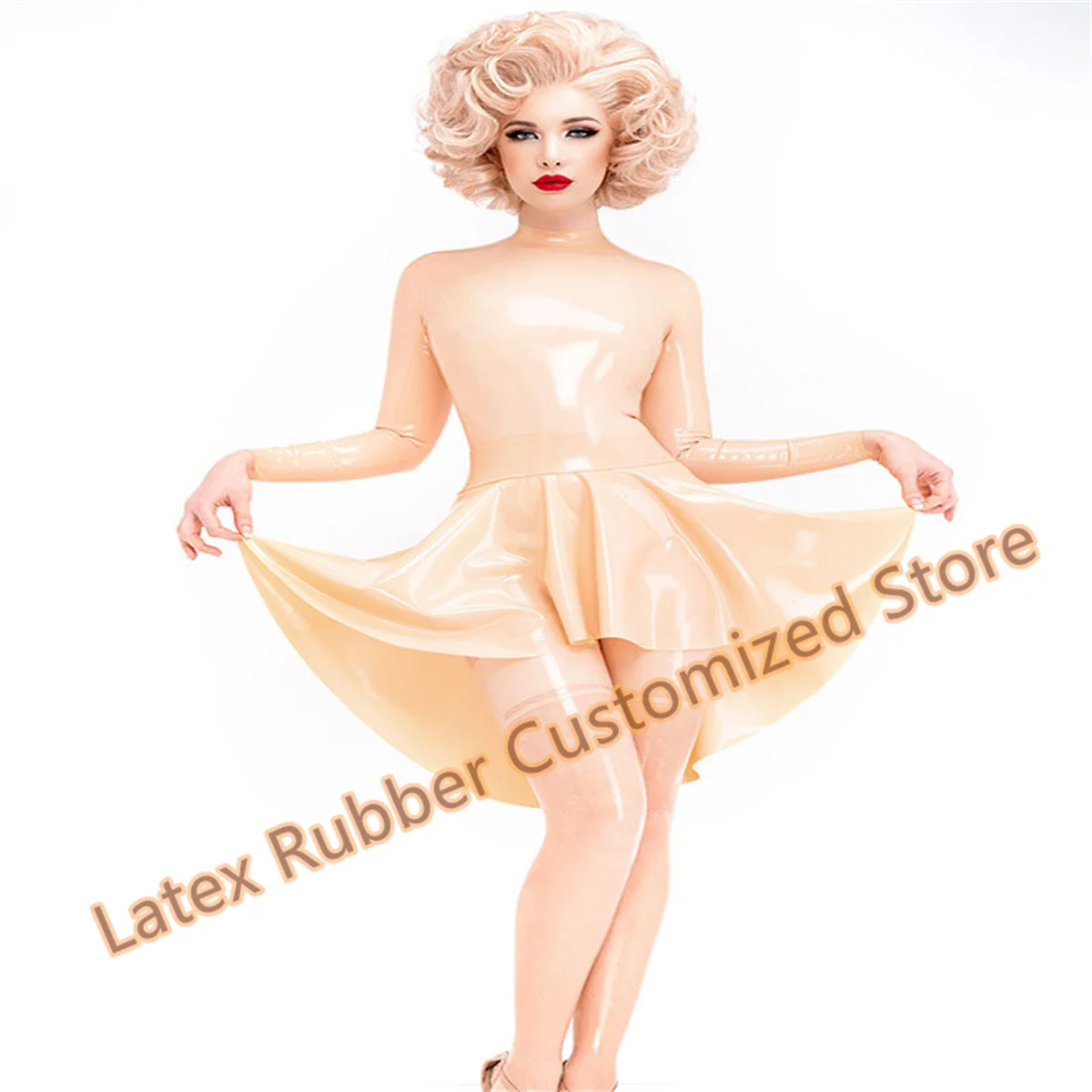 

Handmade Natural Latex Women Dress Skate Skirt Clubwear Elegant Customized