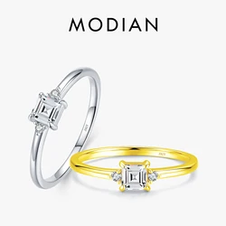 Modian Classic Square Ring Charm 925 Sterling Silver Emerald cut Zircon Finger Rings For Women Wedding Fine Jewelry Wiht Box