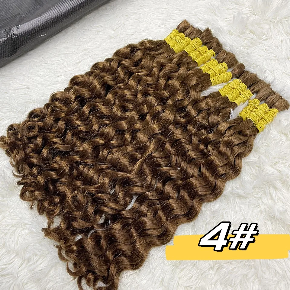 Mink Cabello Suelto Profundo Agua Tejido Virgen Venta al por Mayor Kilo 100% Natural Crudo Indio Templo Ondulado Paquetes de Cabello Humano Extensiones 3