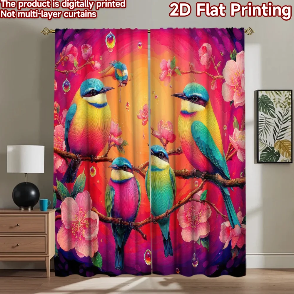 

1pc 2D flat Photography Backdrop Popular Background Banner Colorful Birds and Blossoms 100% Polyester Birthday Party Perfect for