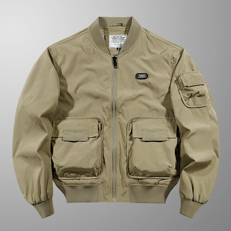 سترة طيار رجالية فضفاضة للربيع والخريف بأسلوب البيسبول العصري، معطف عمل أنيق مقاوم للرياح من الألياف البوليسترية مع إغلاق بال... #3