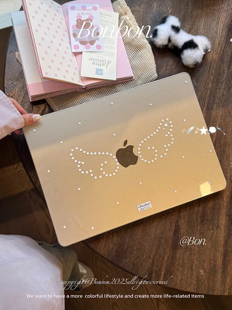Polka Dot Wing Glitter Laptop Case For Macbook Neo 13 A3404 New Air Pro 13 14 15 16 M1 M2 M3 M4 M5 Chip For MacBook Accessories