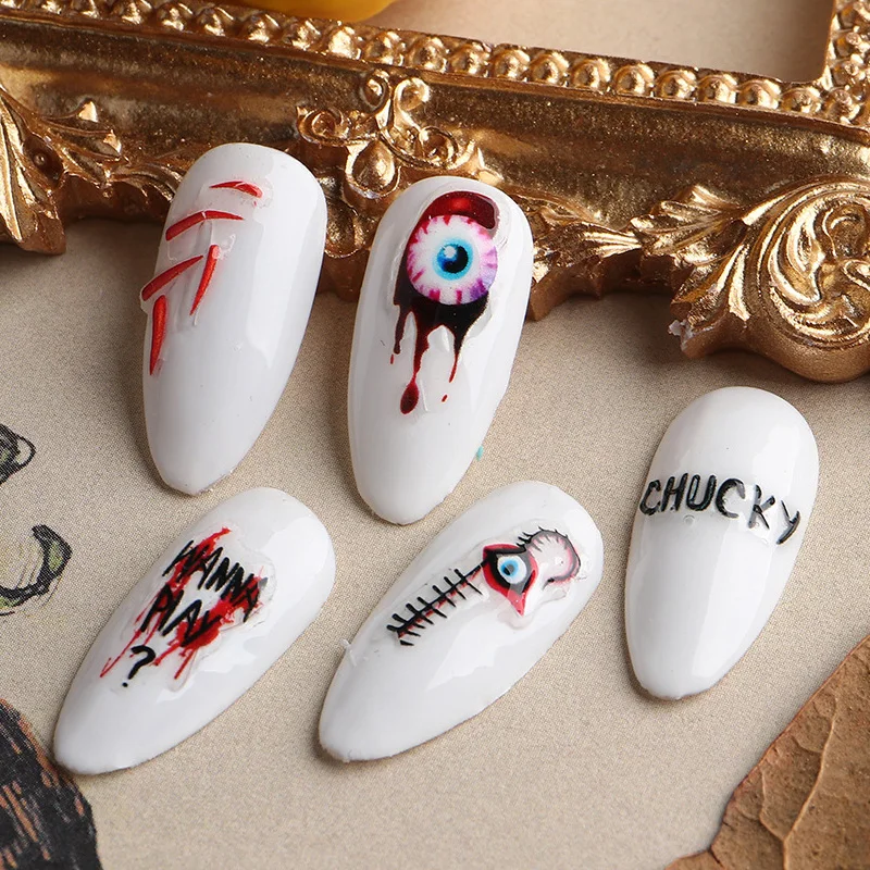 TSZS 1 Borsa/lotto 2023 STZ-5D Halloween Nail Art Sollievo Adesivo Horror Decalcomanie Parti Unghie Accessori di Design