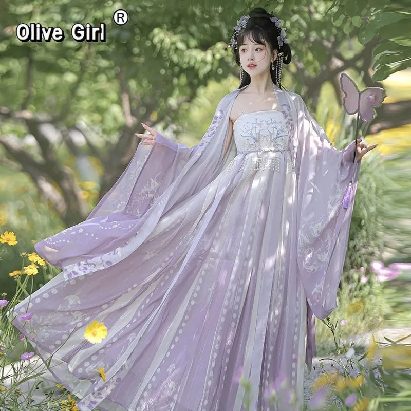 

Платья Ханьфу Olivegirl: Женское традиционное китайское платье, костюм для косплея, шифоновое платье-фея Ханьфу, розовое платье 2026 для танцев принцесс