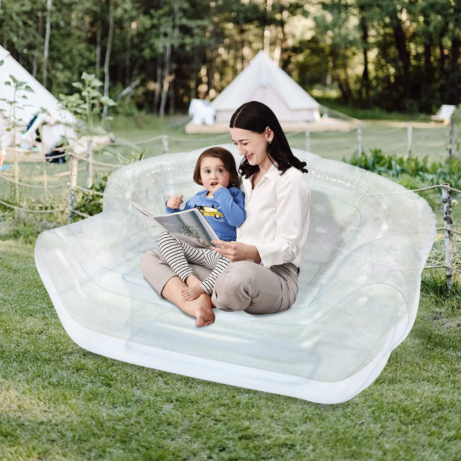Modern Clear Inflatable Sofa Ideal Gift For Housewarmings & Holidays, Suitable for Yards, Patios & Beach Trips